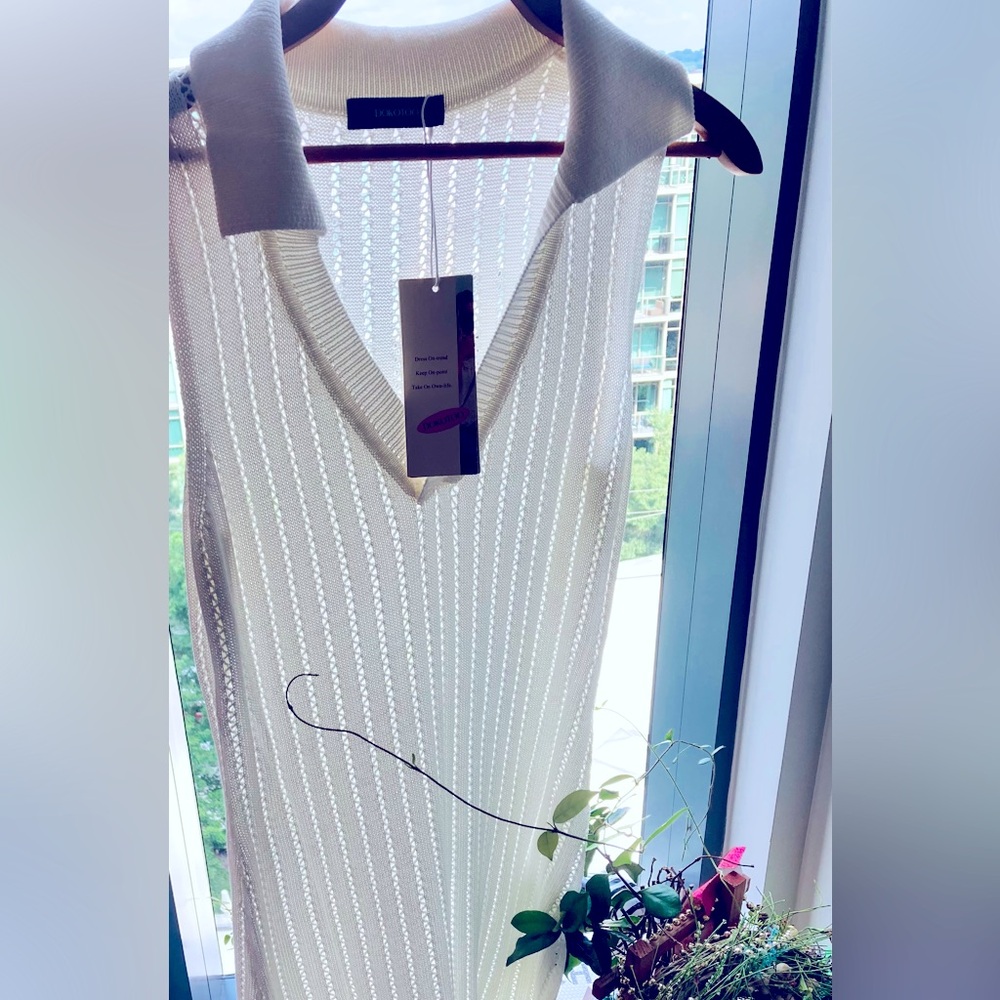 Elegant 🦢🪷🐏White Maxi 50” KNIT Dress 2 avl tan and white